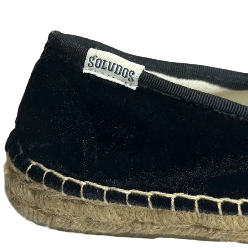 Soludos - Women’s Espadrilles, ‘The Smoking Slipper’ Velvet, Flat - Black Size 8 - Picture 11 of 16